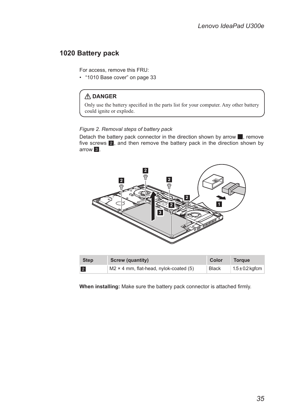 1020 battery pack | Lenovo IdeaPad U300e User Manual | Page 39 / 73