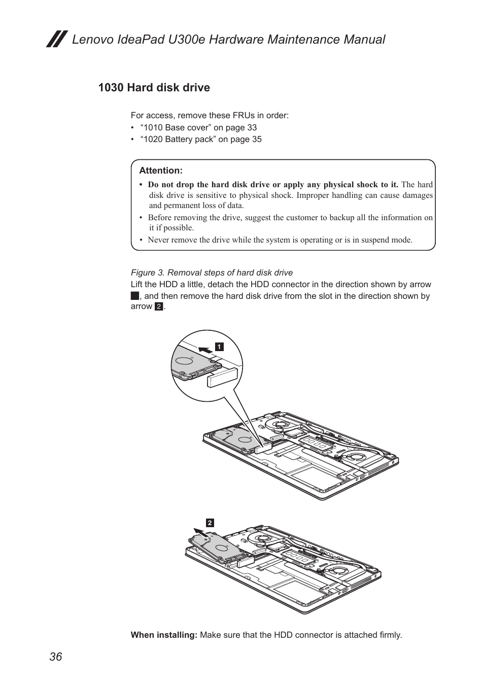 1030 hard disk drive, Lenovo ideapad u300e hardware maintenance manual | Lenovo IdeaPad U300e User Manual | Page 40 / 73