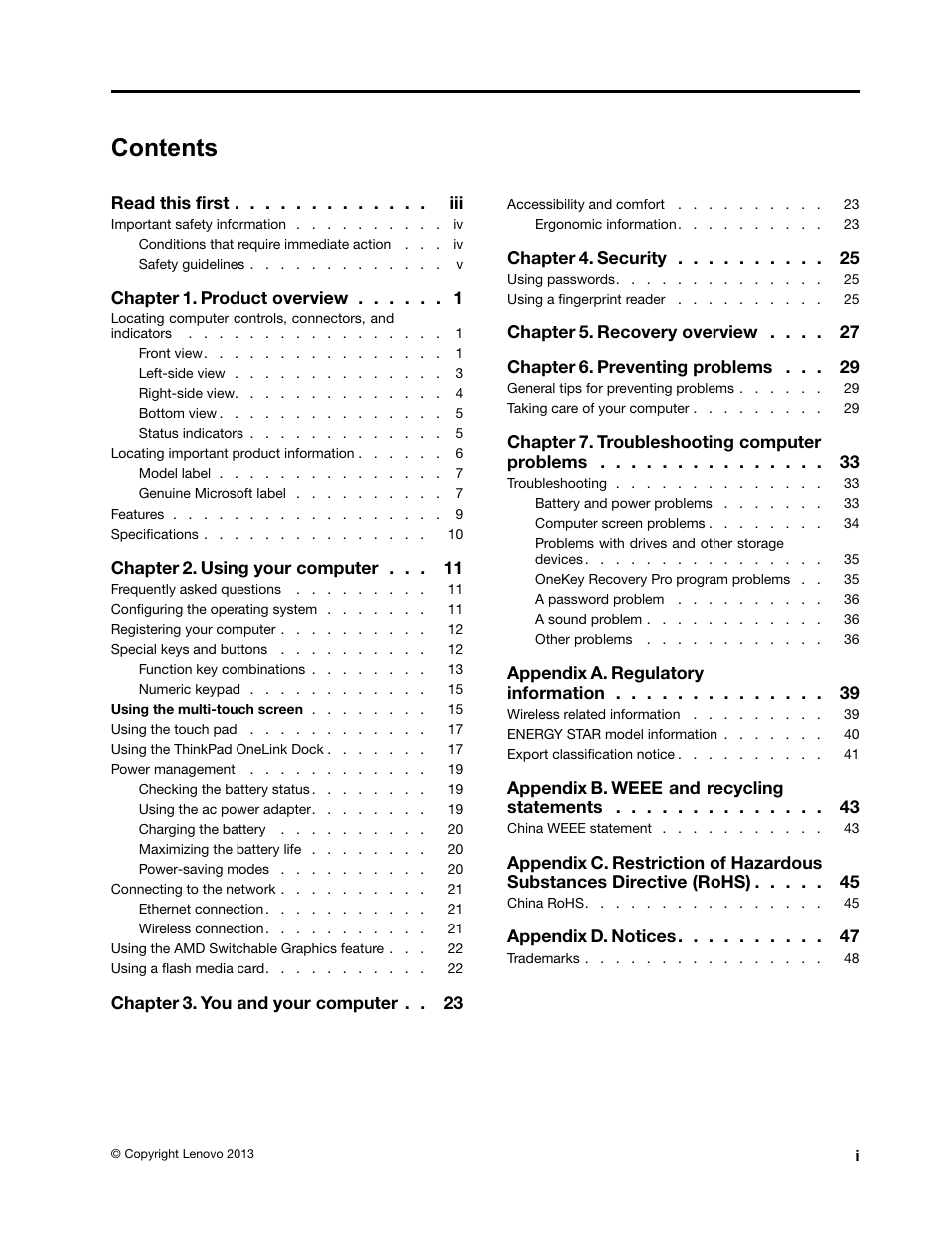 Lenovo V4400u Notebook User Manual | Page 3 / 64