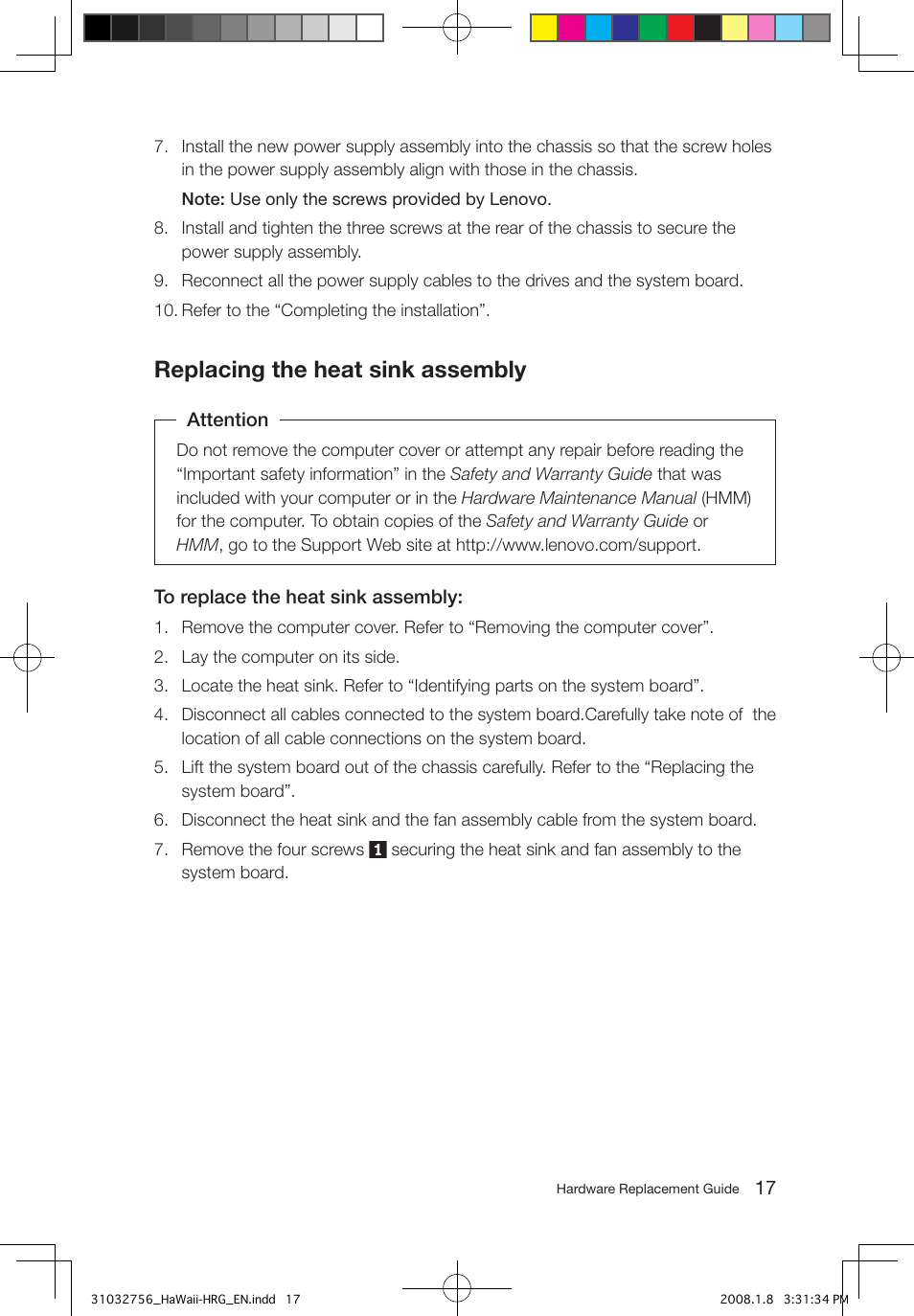 Replacing the heat sink assembly | Lenovo IdeaCentre Q200 User Manual | Page 20 / 41