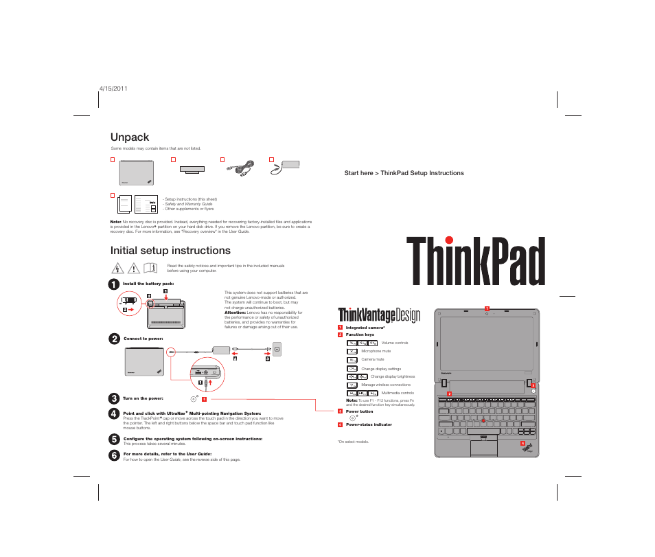 Lenovo ThinkPad Edge E120 User Manual | 2 pages