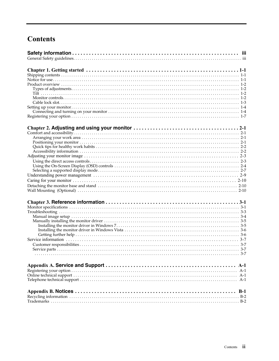 Lenovo ThinkVision LS2323 wide User Manual | Page 3 / 34