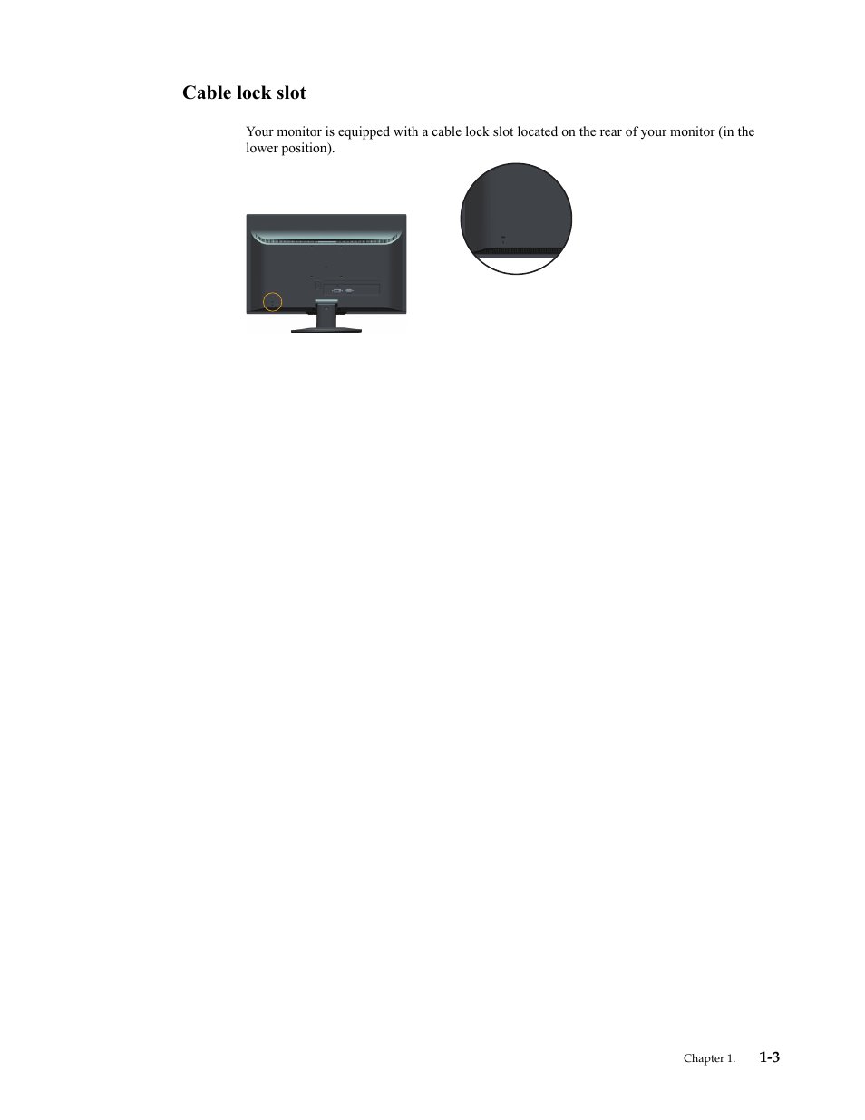 Cable lock slot, Cable lock slot -3 | Lenovo ThinkVision LS2323 wide User Manual | Page 7 / 34
