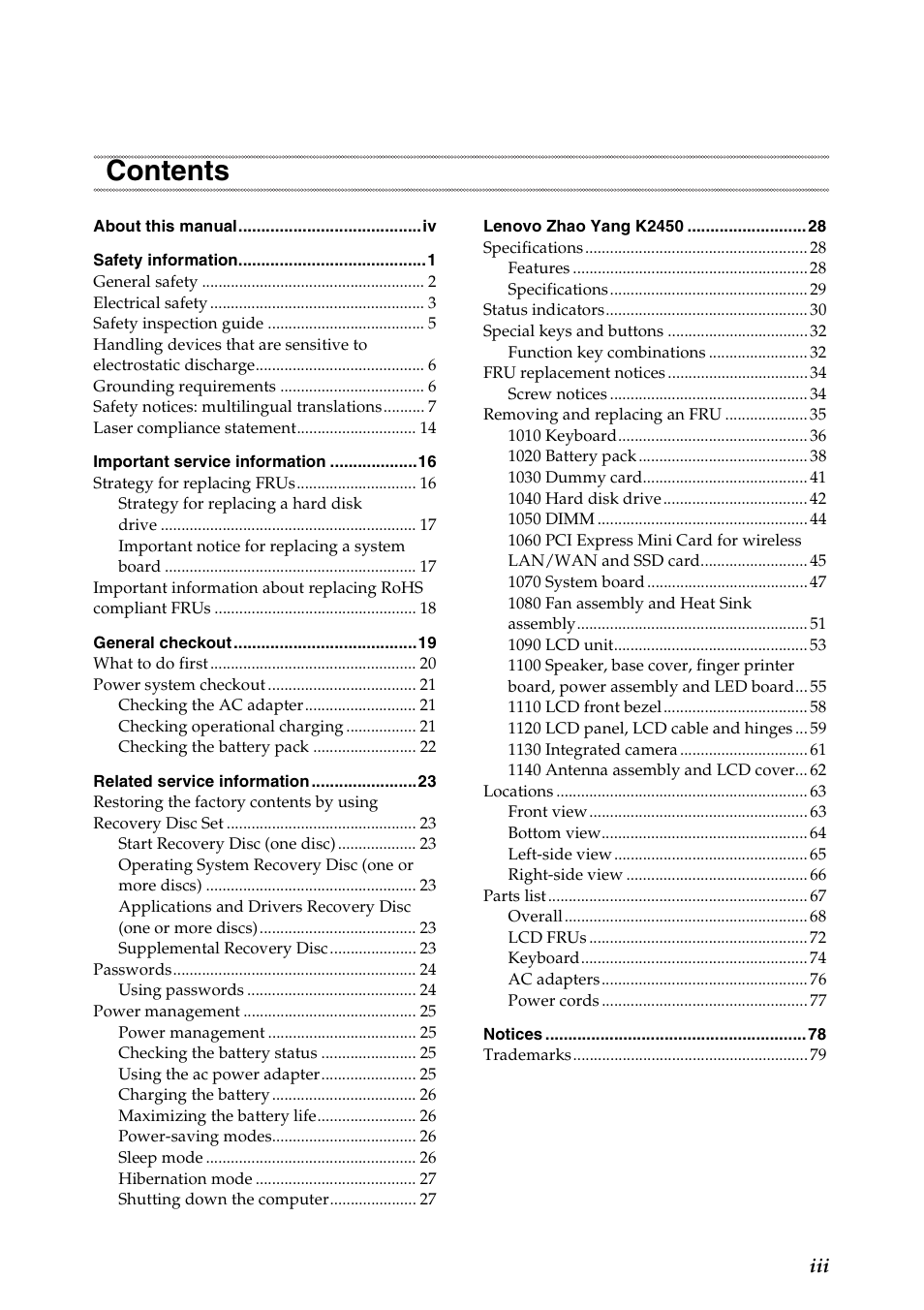 Lenovo K2450 Notebook User Manual | Page 3 / 83