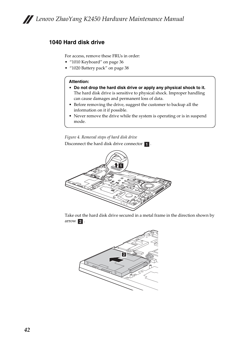 1040 hard disk drive, Lenovo zhaoyang k2450 hardware maintenance manual | Lenovo K2450 Notebook User Manual | Page 46 / 83