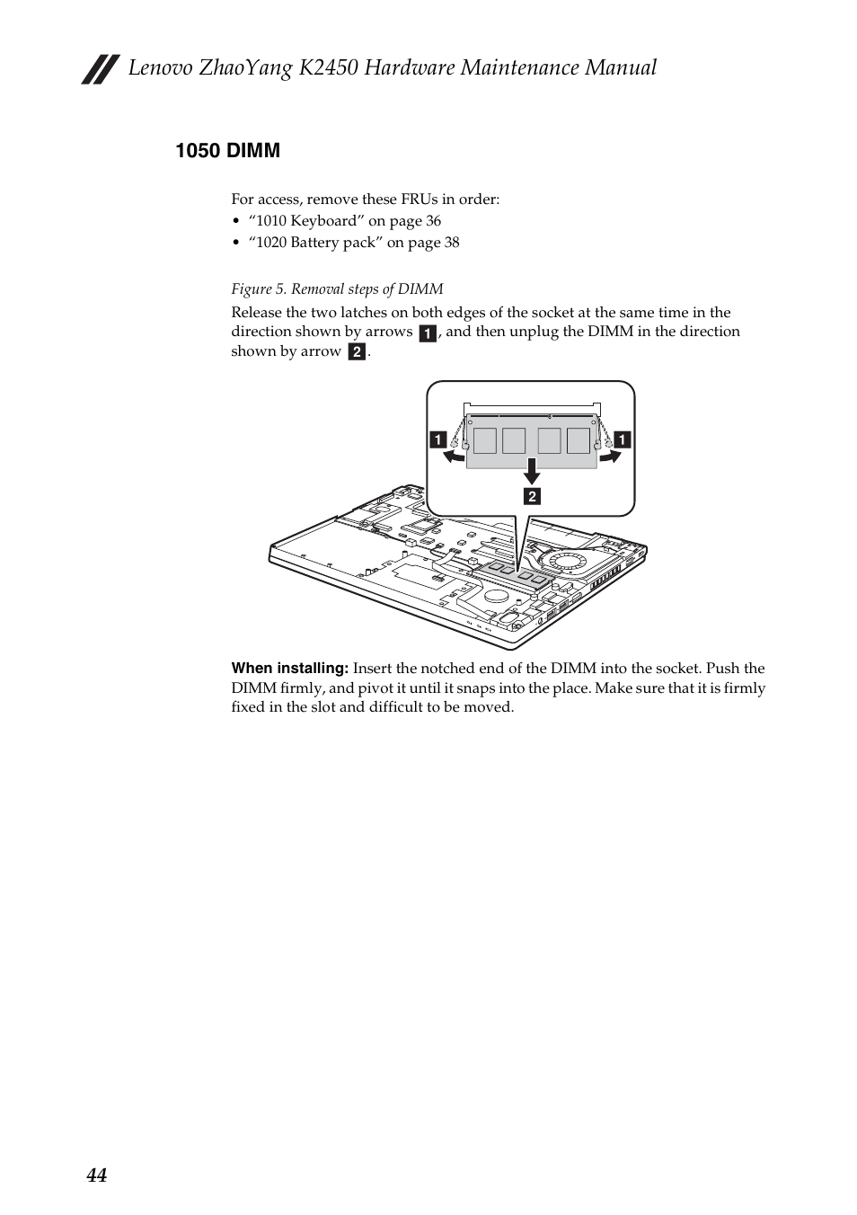 1050 dimm, Lenovo zhaoyang k2450 hardware maintenance manual | Lenovo K2450 Notebook User Manual | Page 48 / 83