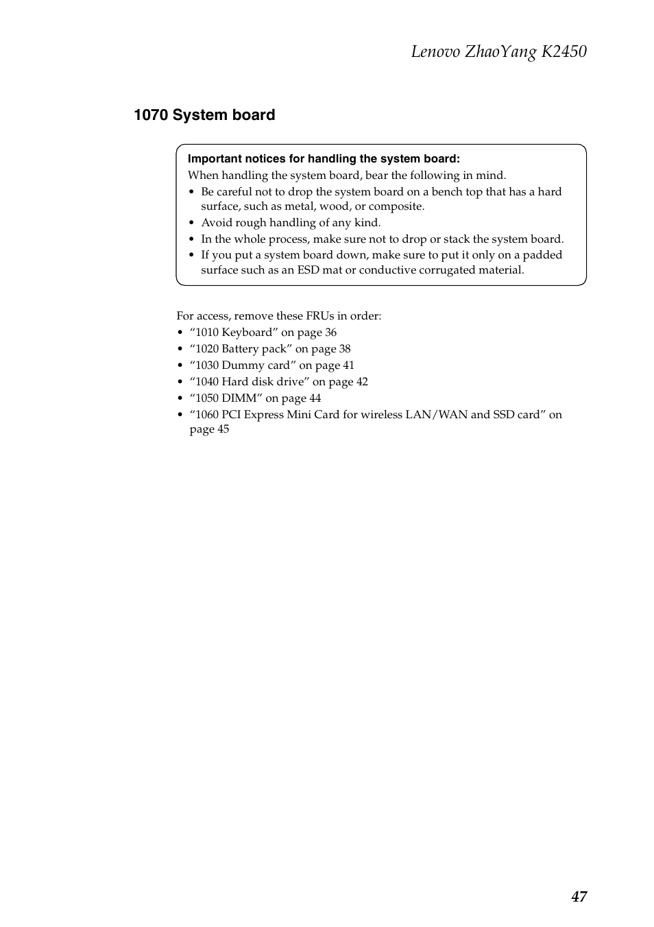 1070 system board, Lenovo zhaoyang k2450 | Lenovo K2450 Notebook User Manual | Page 51 / 83