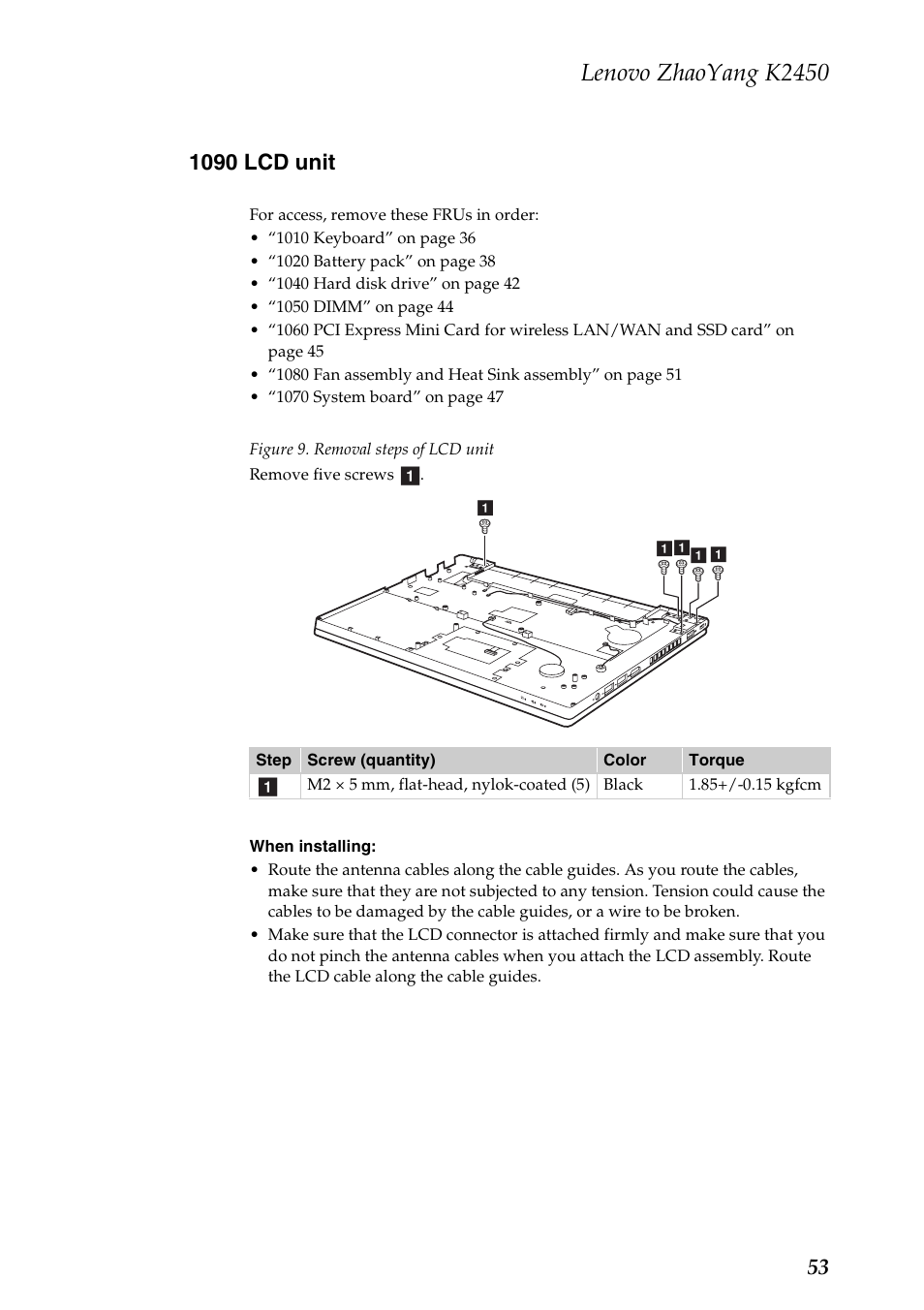 1090 lcd unit, Lenovo zhaoyang k2450 | Lenovo K2450 Notebook User Manual | Page 57 / 83