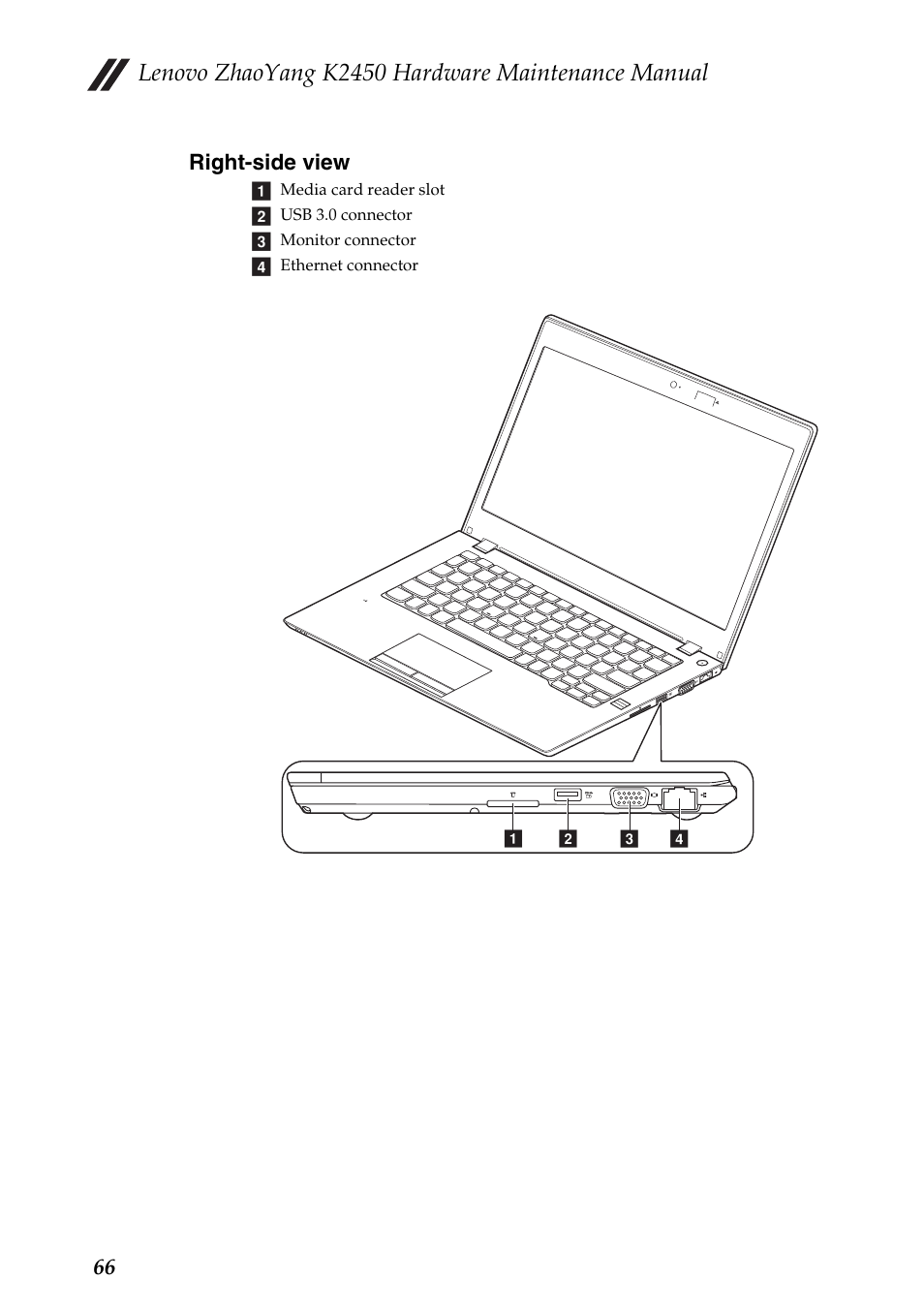 Right-side view, Lenovo zhaoyang k2450 hardware maintenance manual | Lenovo K2450 Notebook User Manual | Page 70 / 83