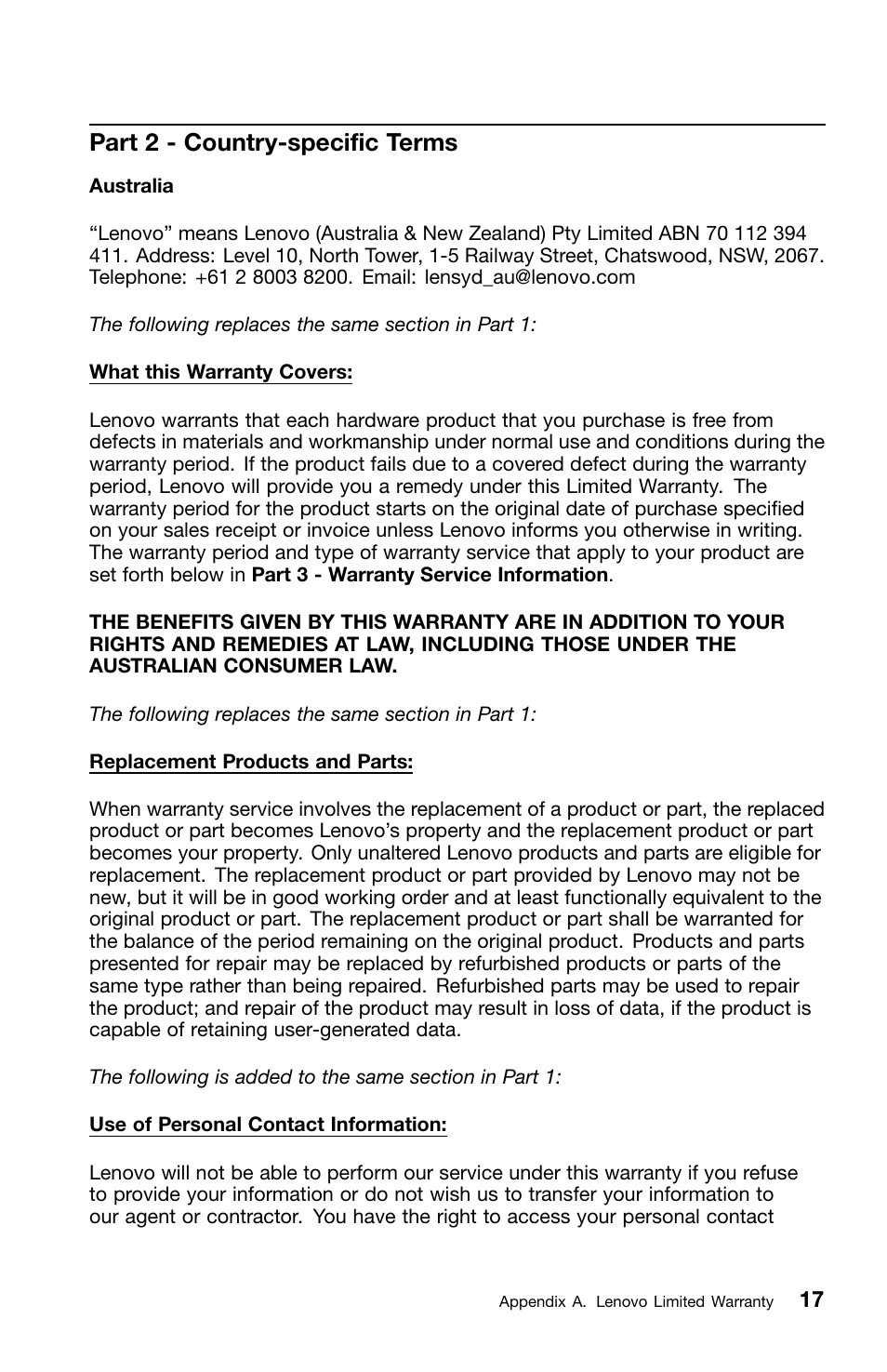 Part 2 - country-specific terms | Lenovo ThinkPad X1 User Manual | Page 29 / 50