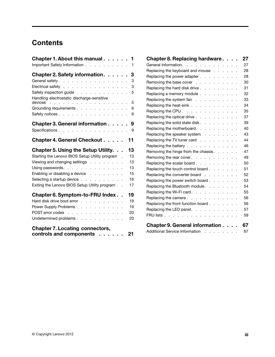 Lenovo IdeaCentre A520 All-in-One User Manual | Page 5 / 73