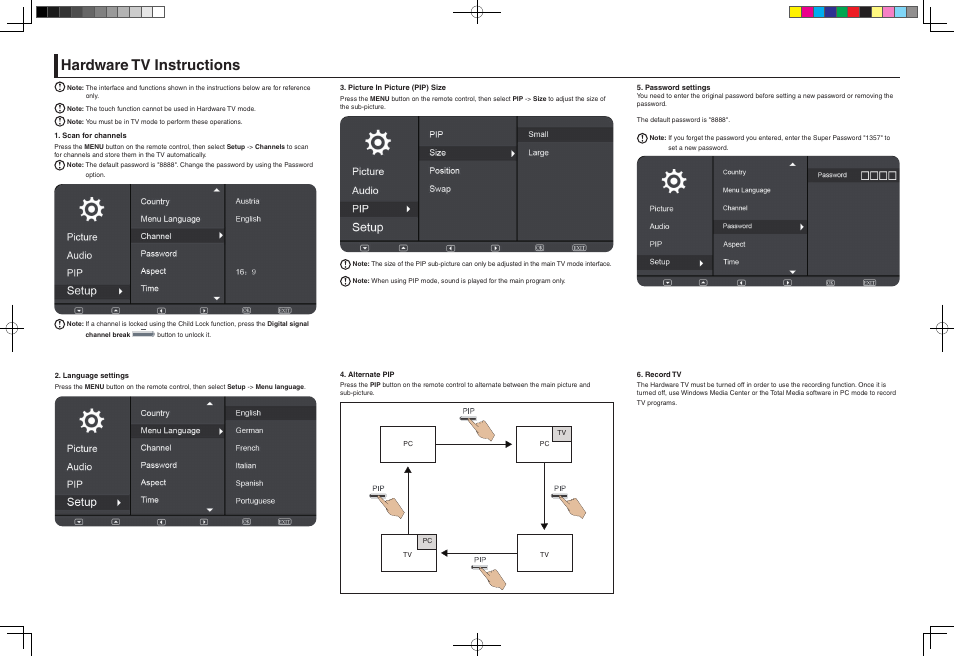 Hardware tv instructions | Lenovo IdeaCentre B320 User Manual | Page 2 / 2