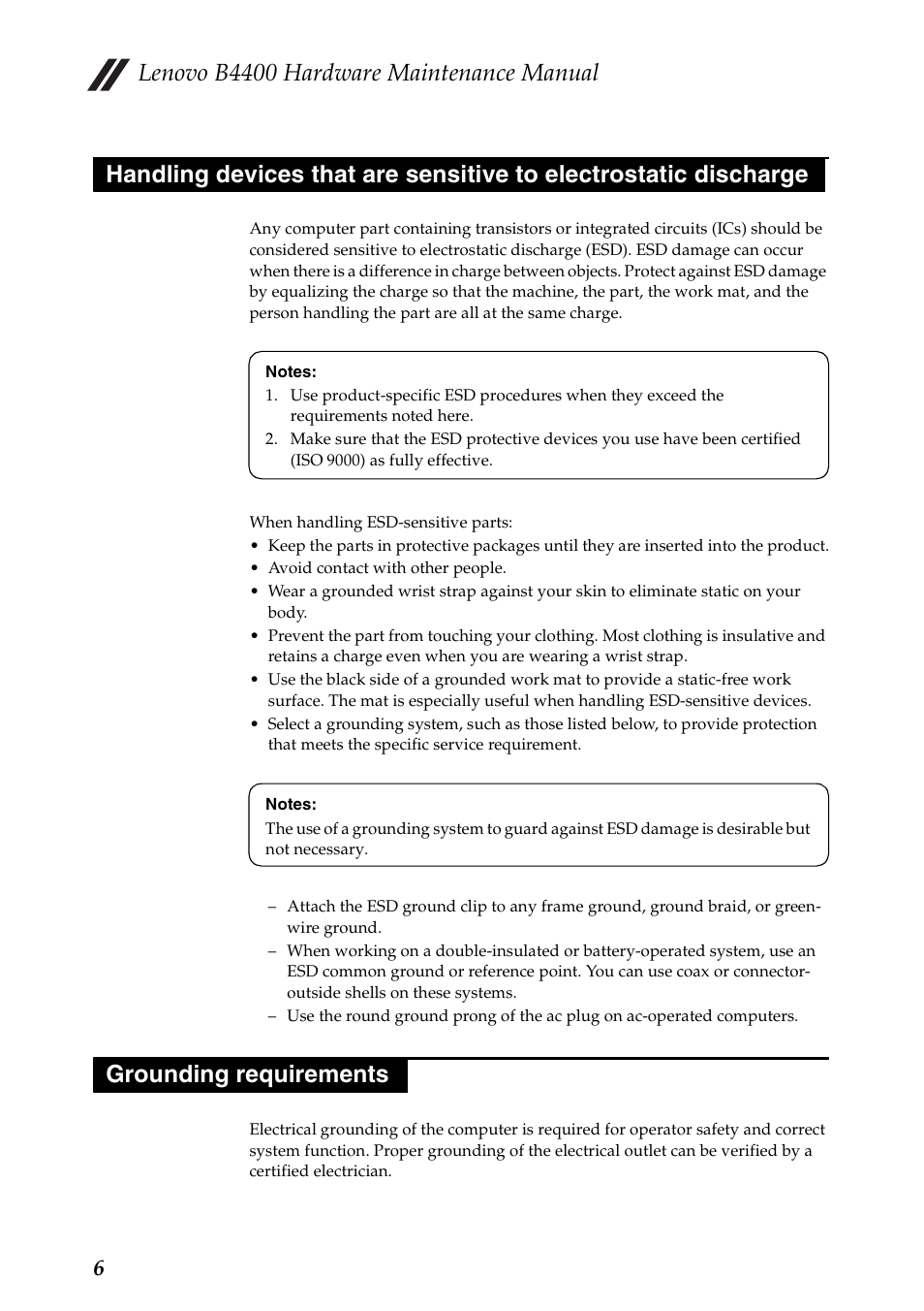 Grounding requirements, Lenovo b4400 hardware maintenance manual | Lenovo B4400 Notebook User Manual | Page 10 / 88