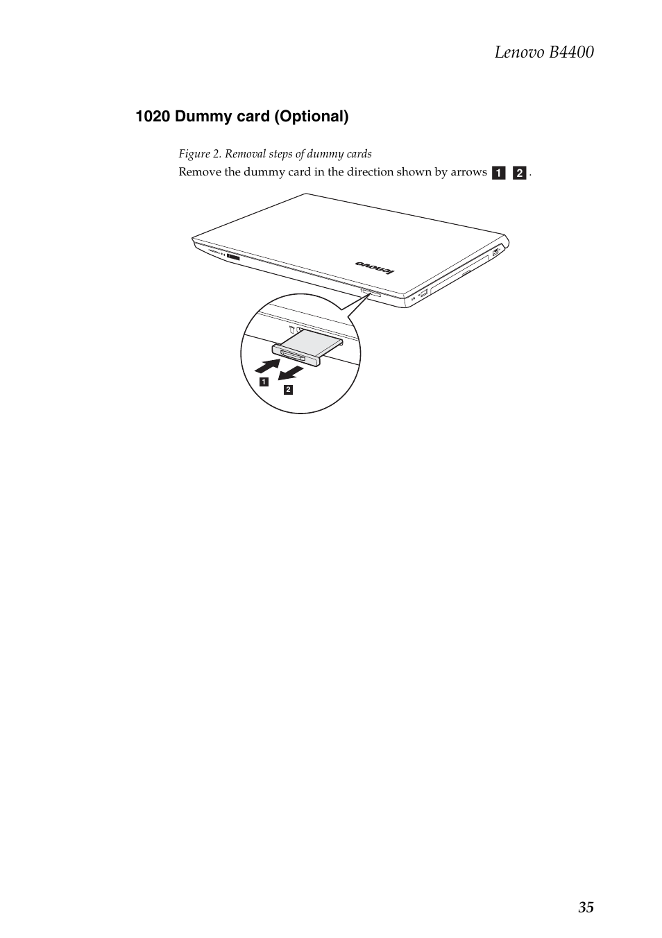 1020 dummy card (optional), Lenovo b4400 | Lenovo B4400 Notebook User Manual | Page 39 / 88