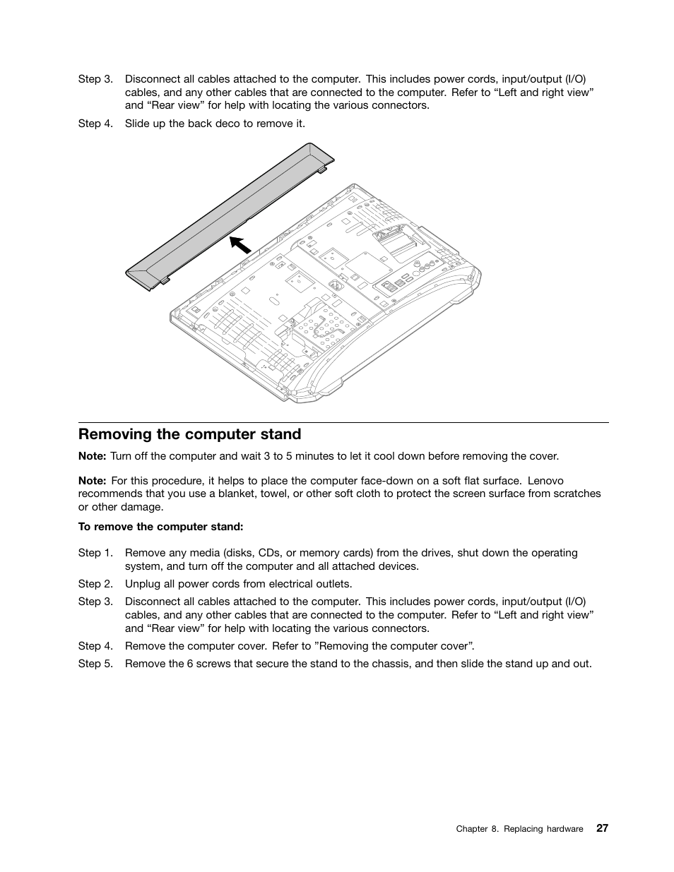 Removing the computer stand | Lenovo IdeaCentre B520e User Manual | Page 33 / 61