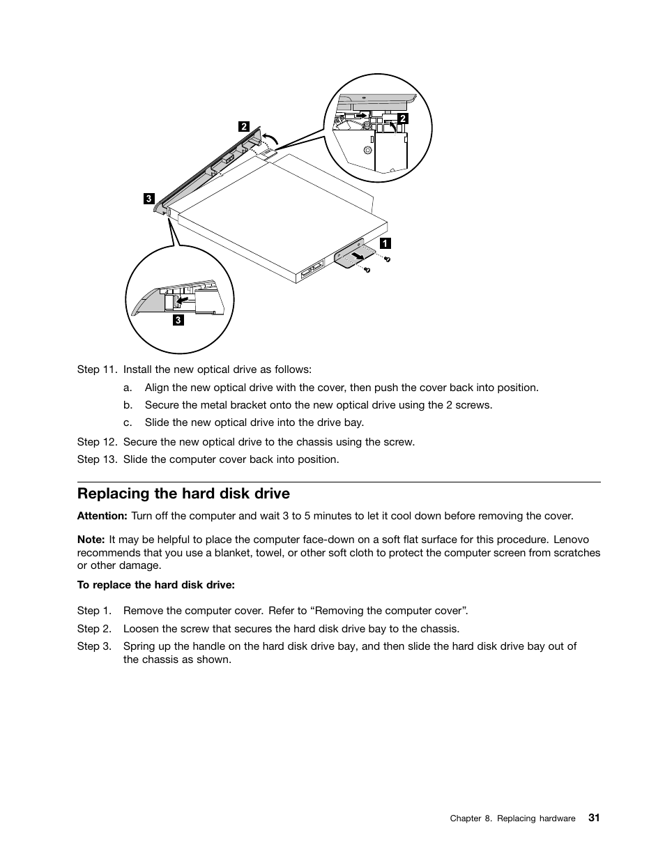 Replacing the hard disk drive | Lenovo IdeaCentre B520e User Manual | Page 37 / 61