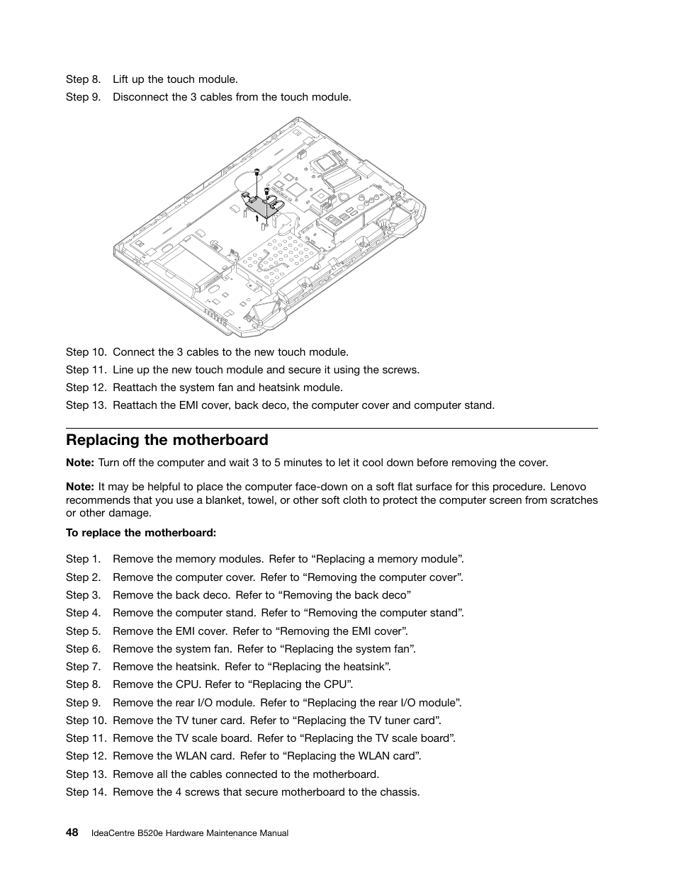 Replacing the motherboard | Lenovo IdeaCentre B520e User Manual | Page 54 / 61