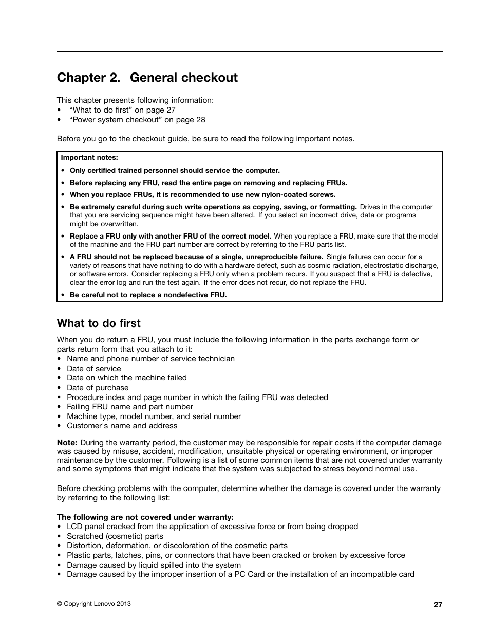 Chapter 2. general checkout, What to do first | Lenovo E4325 User Manual | Page 33 / 88