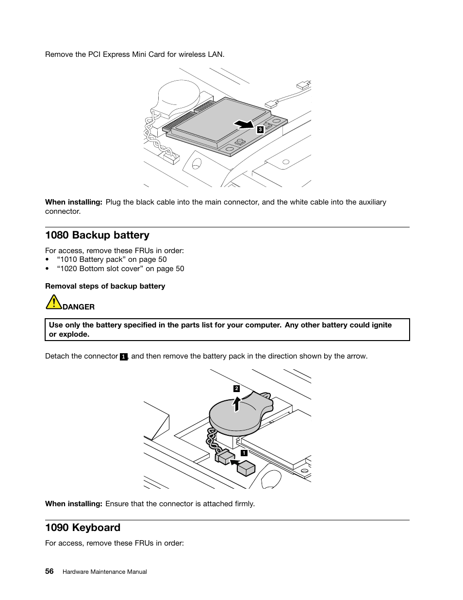 1080 backup battery, 1090 keyboard | Lenovo E4325 User Manual | Page 62 / 88