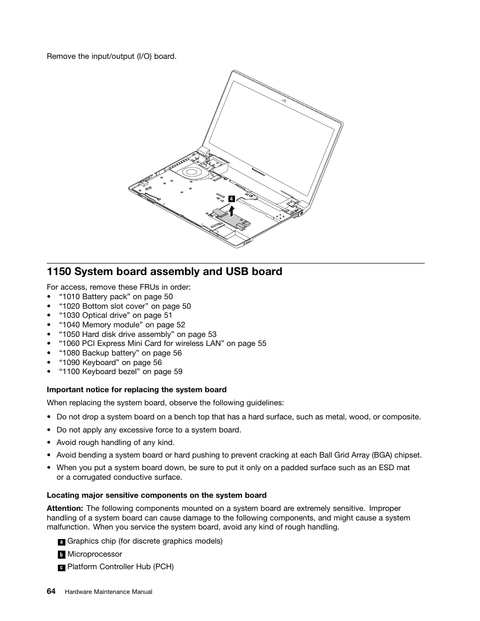 1150 system board assembly and usb board | Lenovo E4325 User Manual | Page 70 / 88