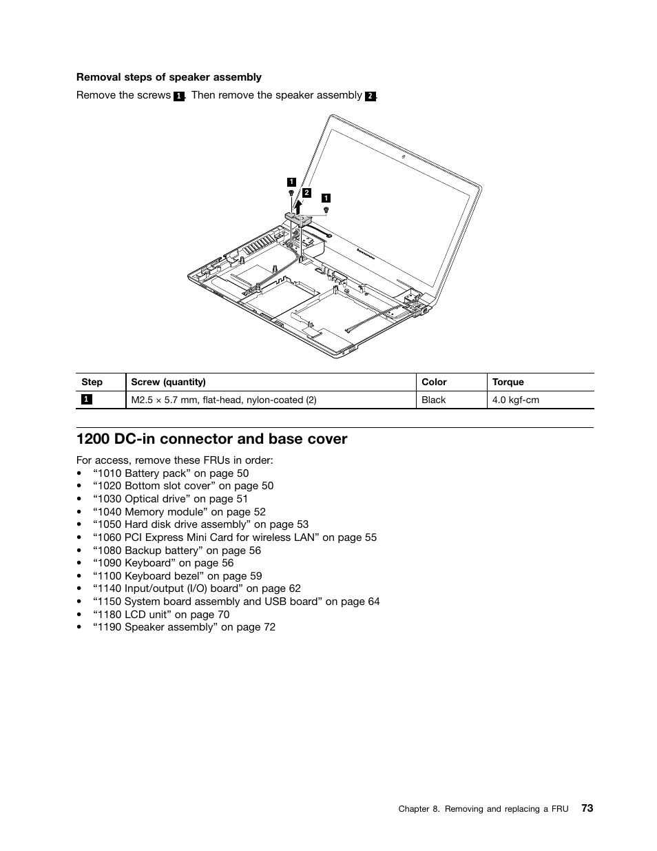 1200 dc-in connector and base cover | Lenovo E4325 User Manual | Page 79 / 88