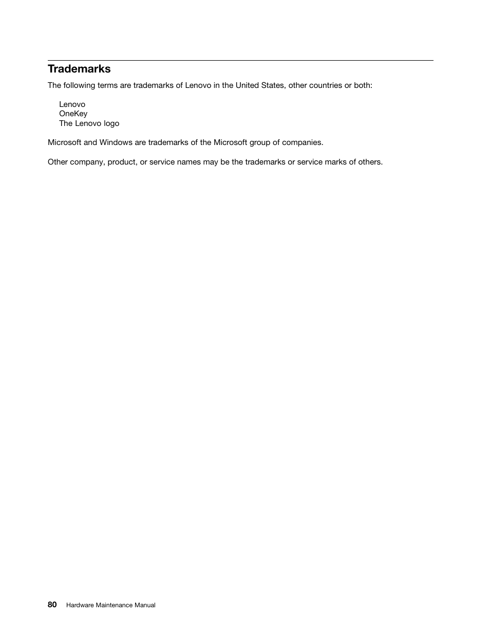 Trademarks | Lenovo E4325 User Manual | Page 86 / 88