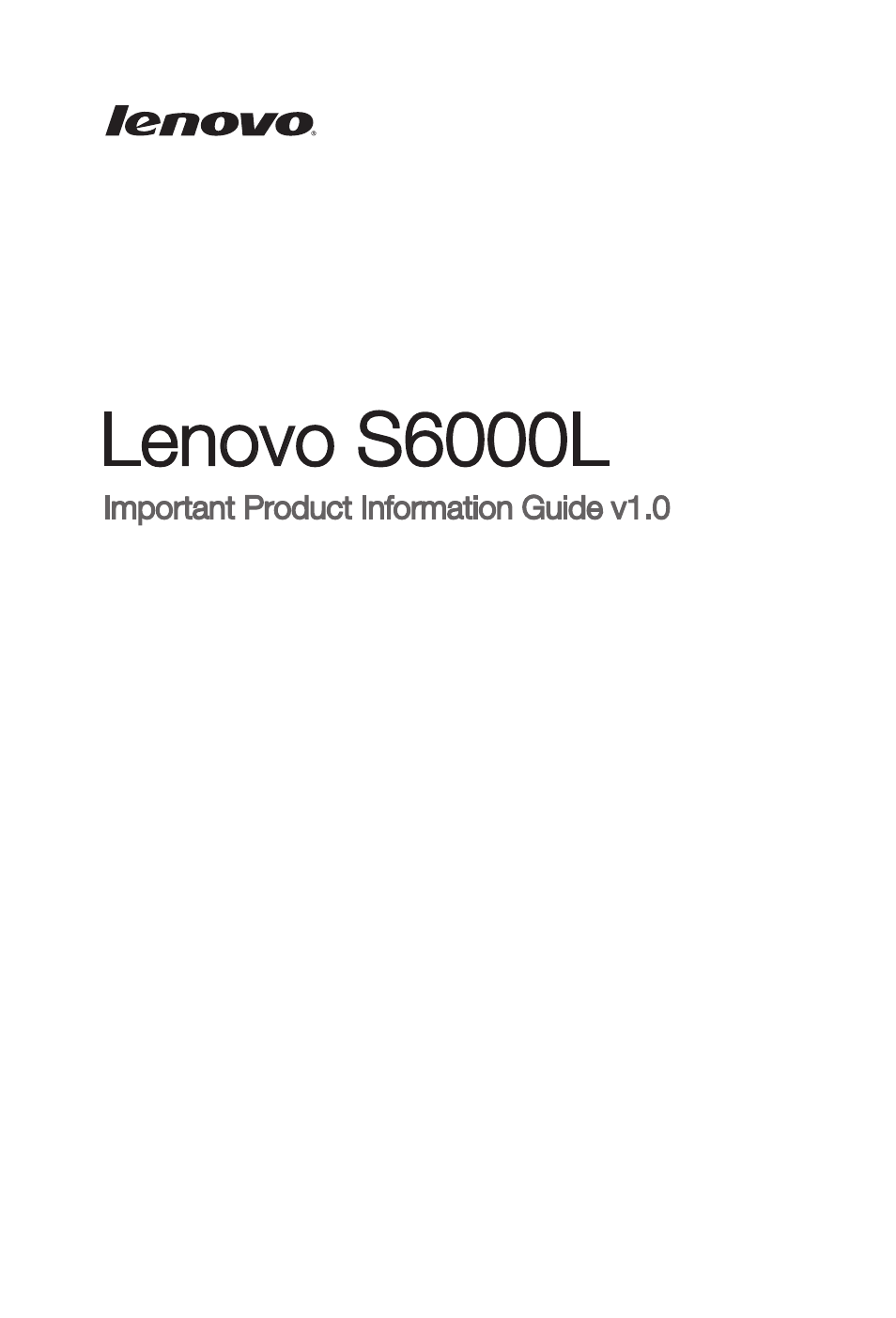 Lenovo S6000L Tablet User Manual | 21 pages