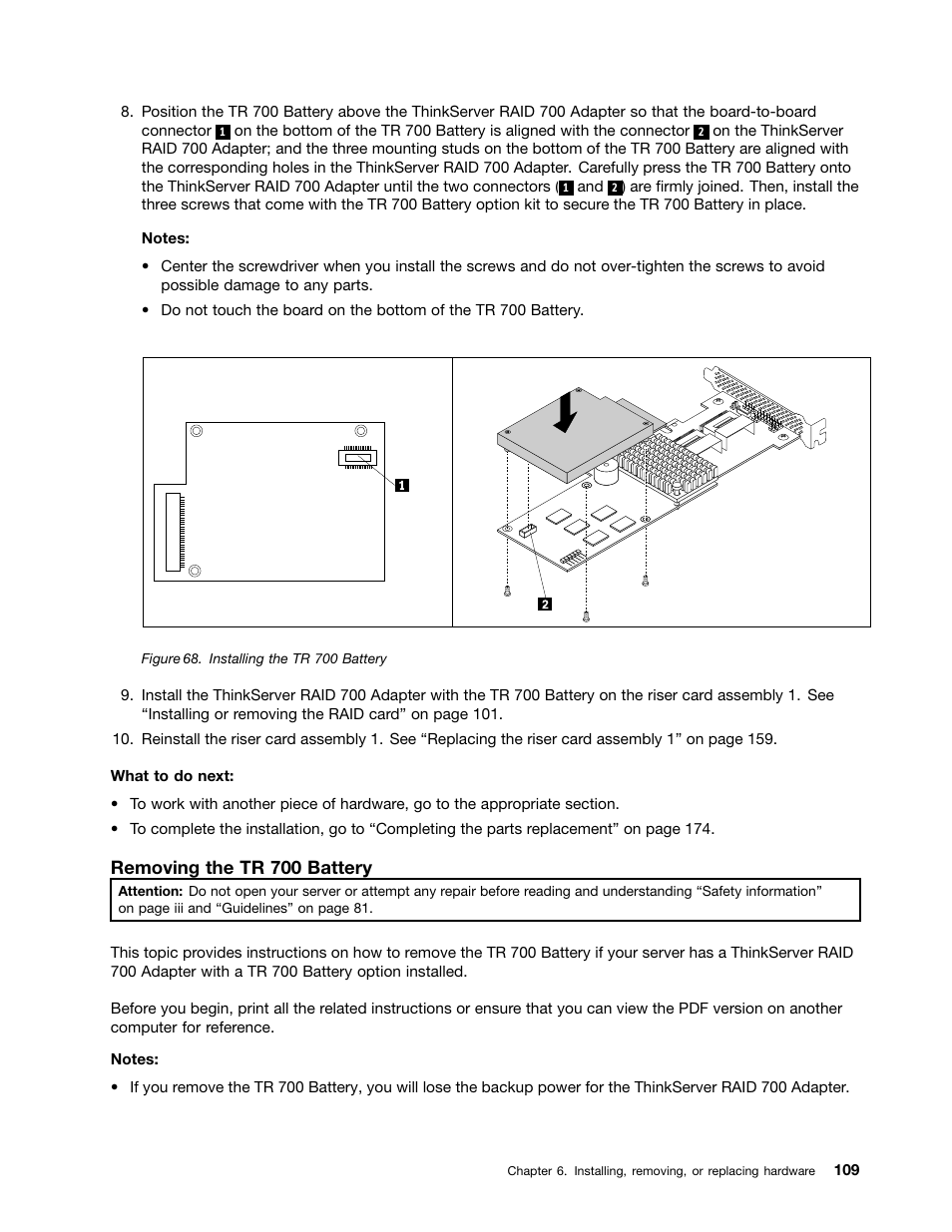 Removing the tr 700 battery | Lenovo ThinkServer RD430 User Manual | Page 121 / 216