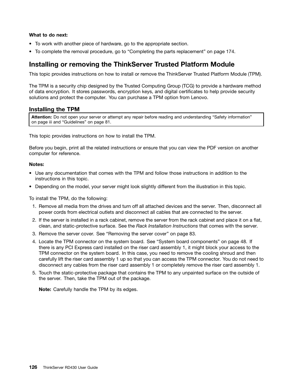 Lenovo ThinkServer RD430 User Manual | Page 138 / 216