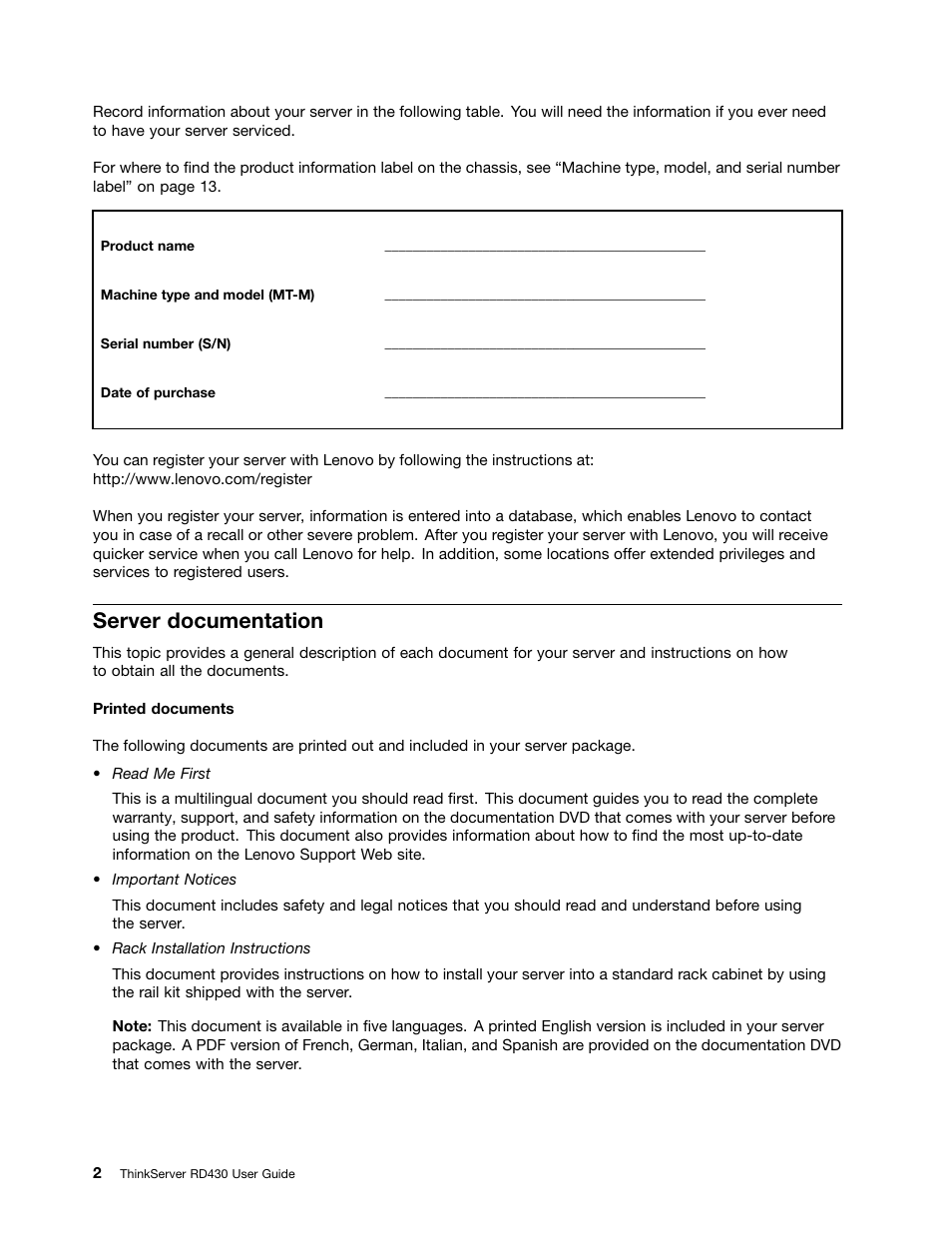 Server documentation | Lenovo ThinkServer RD430 User Manual | Page 14 / 216