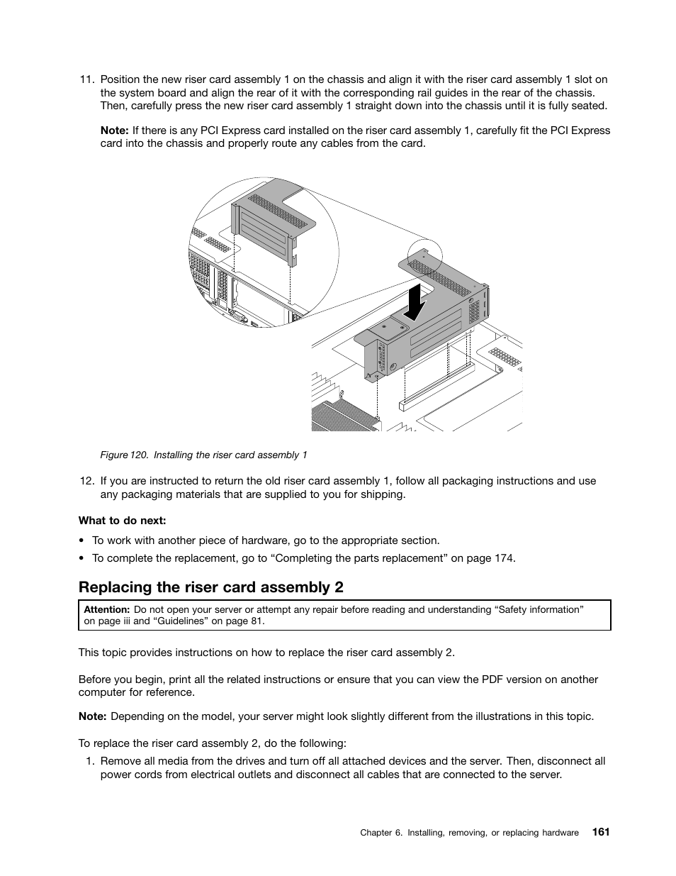 Replacing the riser card assembly 2 | Lenovo ThinkServer RD430 User Manual | Page 173 / 216