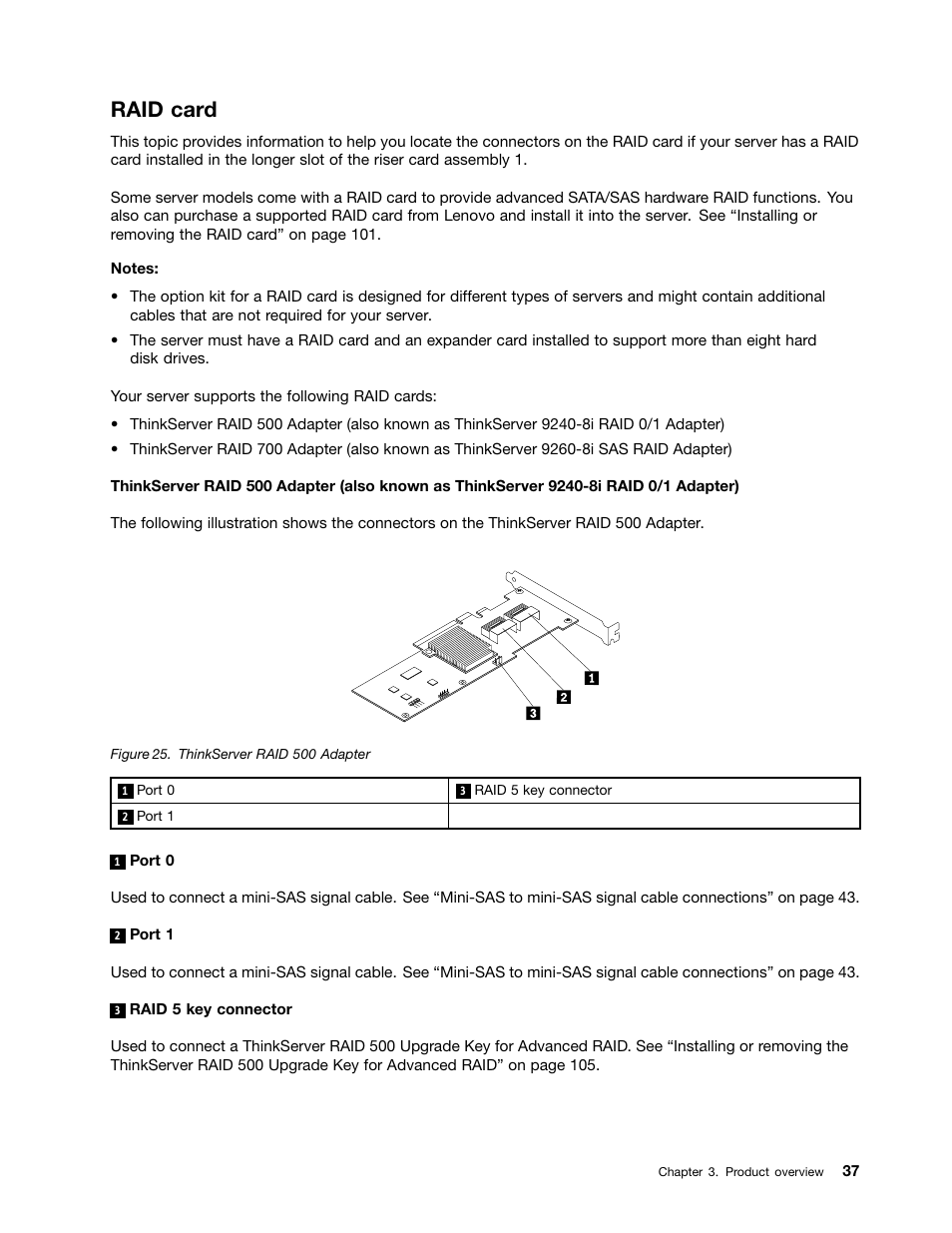 Raid card | Lenovo ThinkServer RD430 User Manual | Page 49 / 216