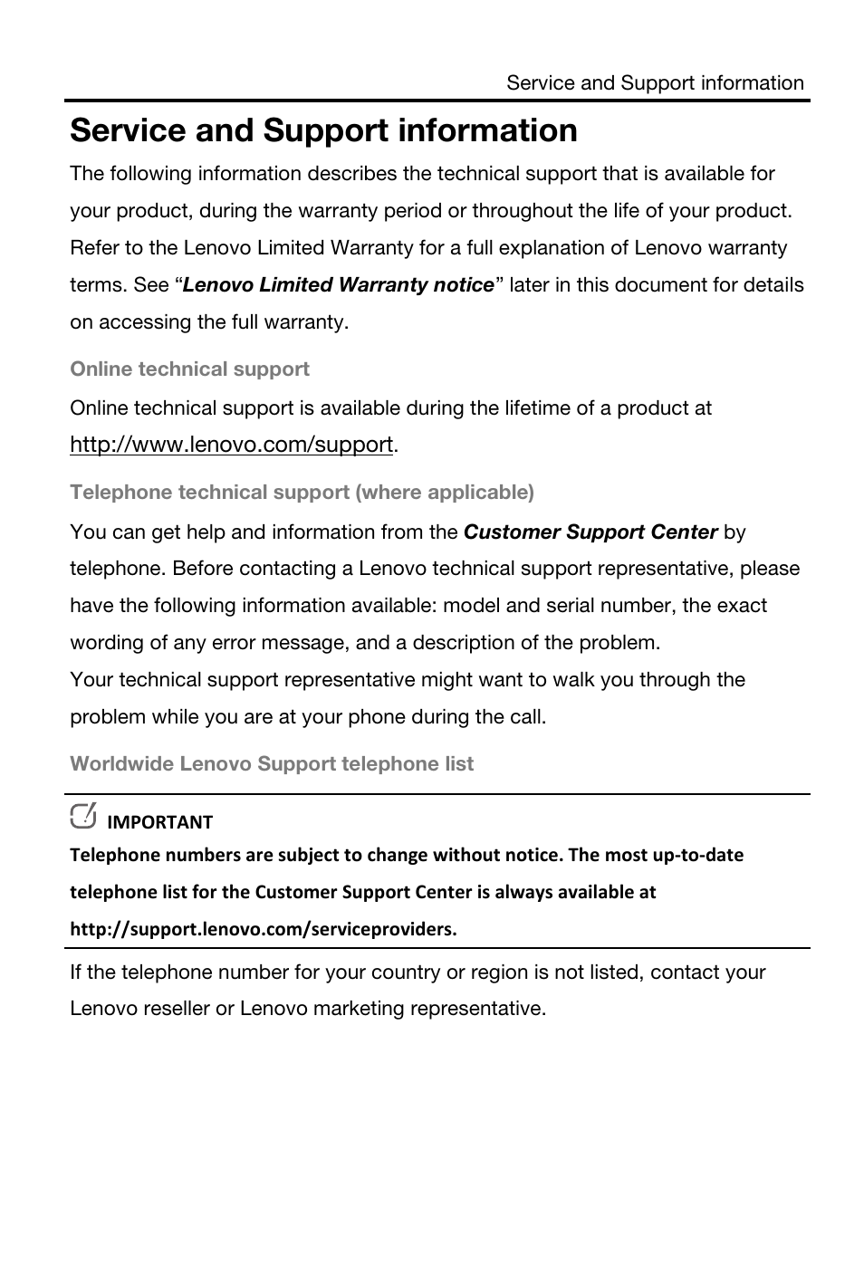 Service and support information | Lenovo S960 Smartphone User Manual | Page 11 / 20