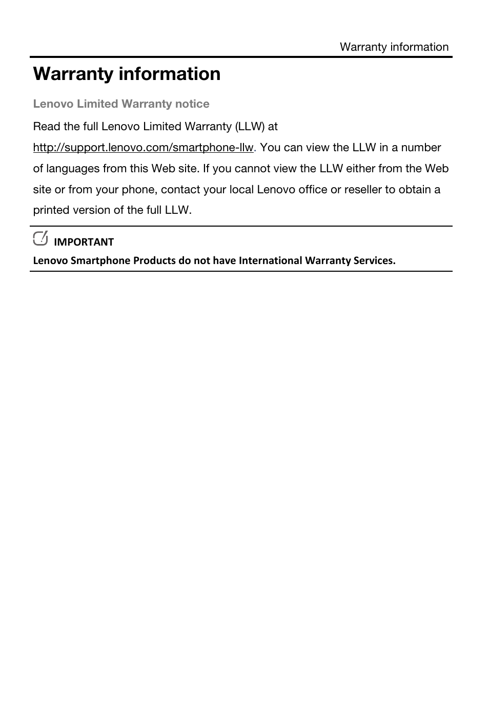 Warranty information | Lenovo S960 Smartphone User Manual | Page 12 / 20