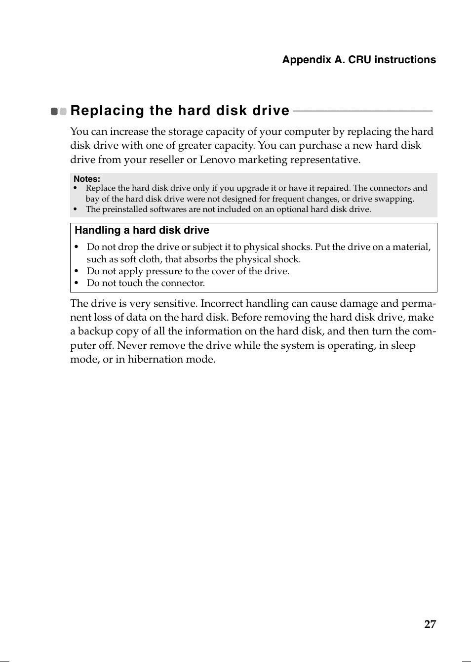 Replacing the hard disk drive | Lenovo V370 Notebook User Manual | Page 31 / 40