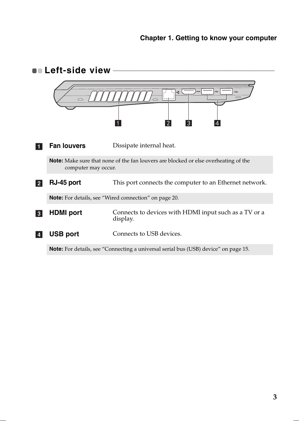 Left-side view | Lenovo V370 Notebook User Manual | Page 7 / 40