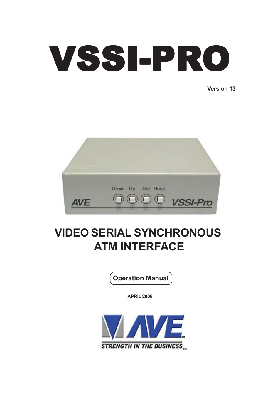 AVE Video Serial Synchronous ATM Interface VSSI-PRO User Manual | 64 pages