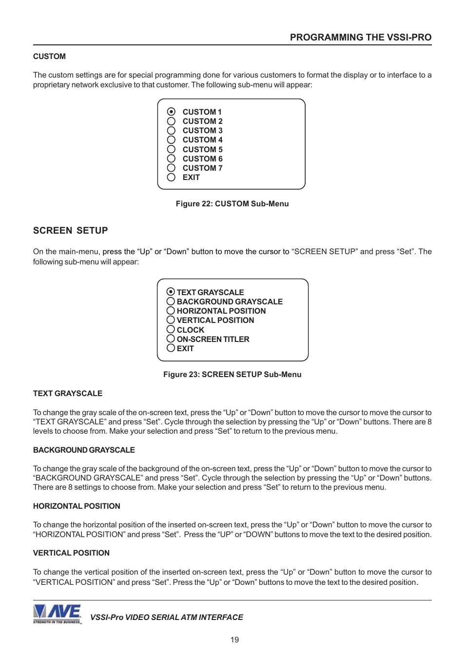 AVE Video Serial Synchronous ATM Interface VSSI-PRO User Manual | Page 19 / 64