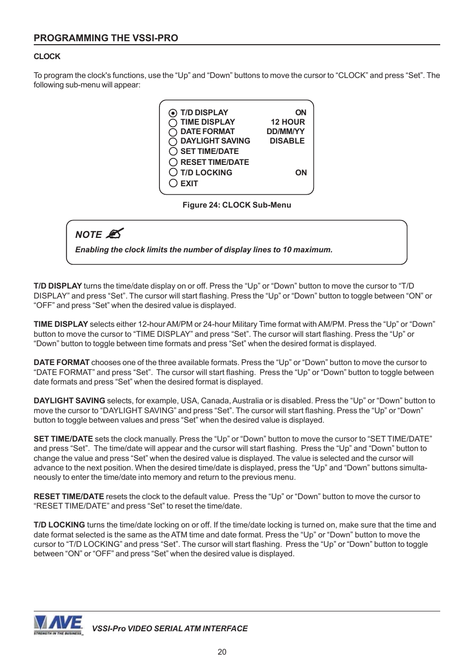 AVE Video Serial Synchronous ATM Interface VSSI-PRO User Manual | Page 20 / 64