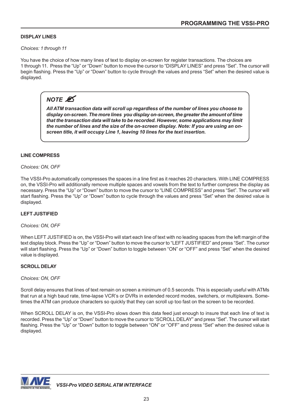 AVE Video Serial Synchronous ATM Interface VSSI-PRO User Manual | Page 23 / 64