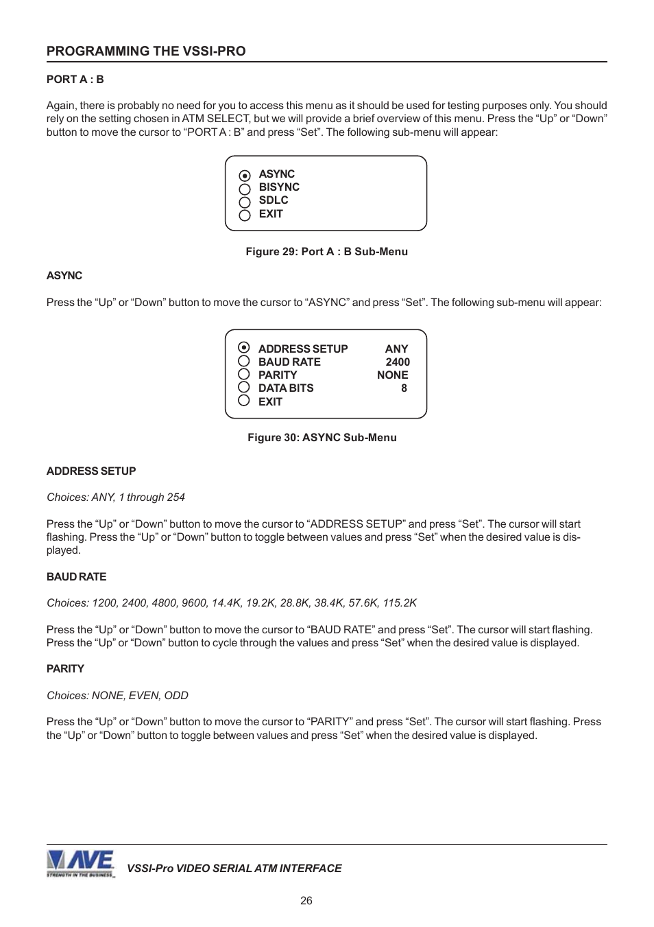 AVE Video Serial Synchronous ATM Interface VSSI-PRO User Manual | Page 26 / 64