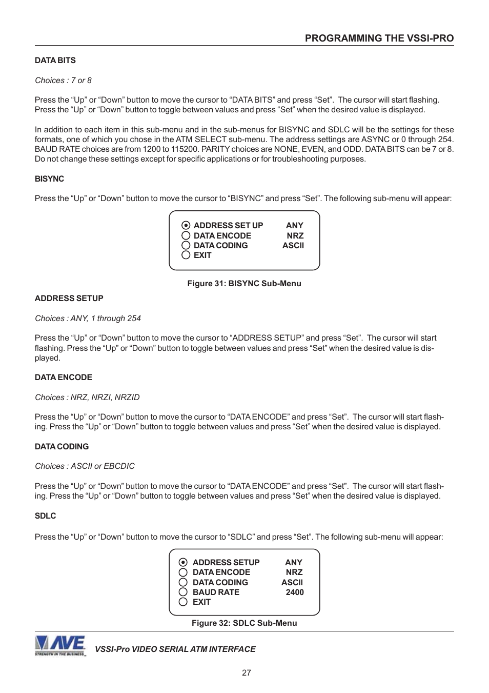 AVE Video Serial Synchronous ATM Interface VSSI-PRO User Manual | Page 27 / 64