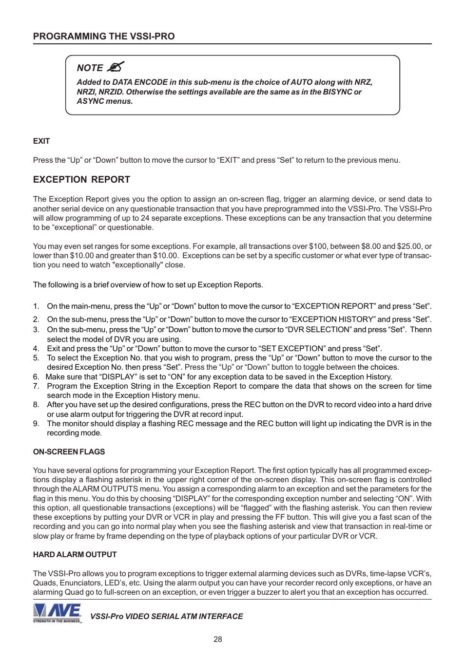 AVE Video Serial Synchronous ATM Interface VSSI-PRO User Manual | Page 28 / 64