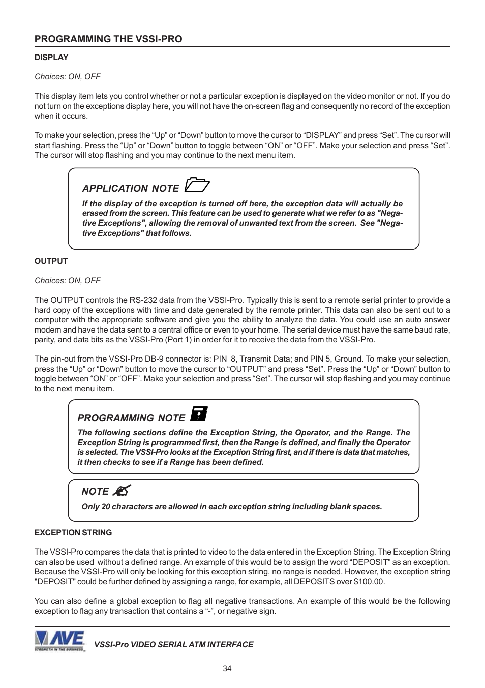 AVE Video Serial Synchronous ATM Interface VSSI-PRO User Manual | Page 34 / 64