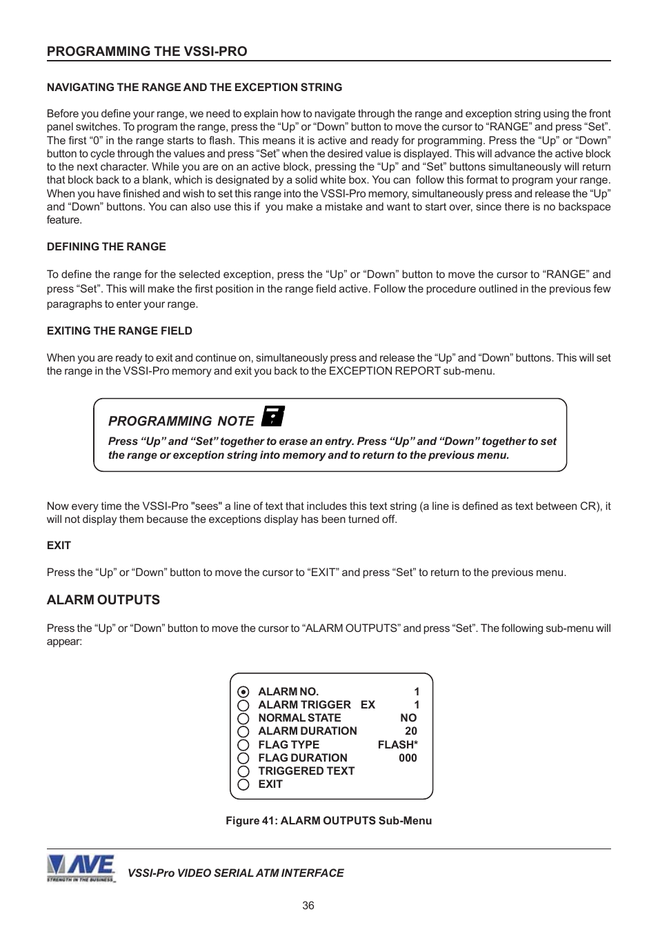 AVE Video Serial Synchronous ATM Interface VSSI-PRO User Manual | Page 36 / 64