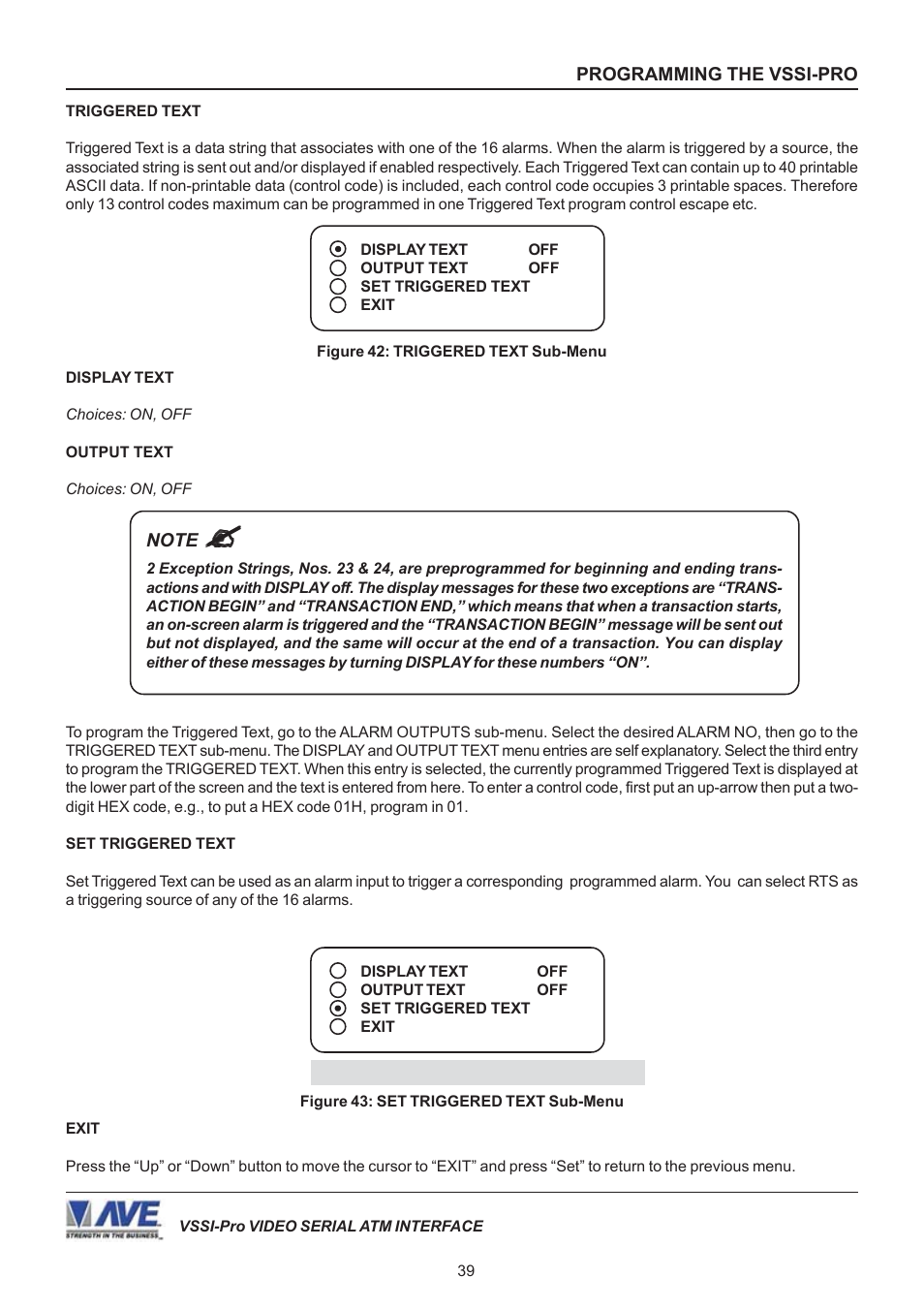 AVE Video Serial Synchronous ATM Interface VSSI-PRO User Manual | Page 39 / 64