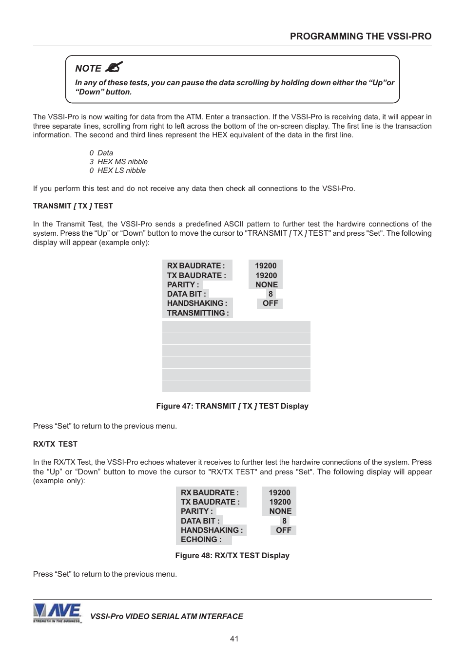 AVE Video Serial Synchronous ATM Interface VSSI-PRO User Manual | Page 41 / 64