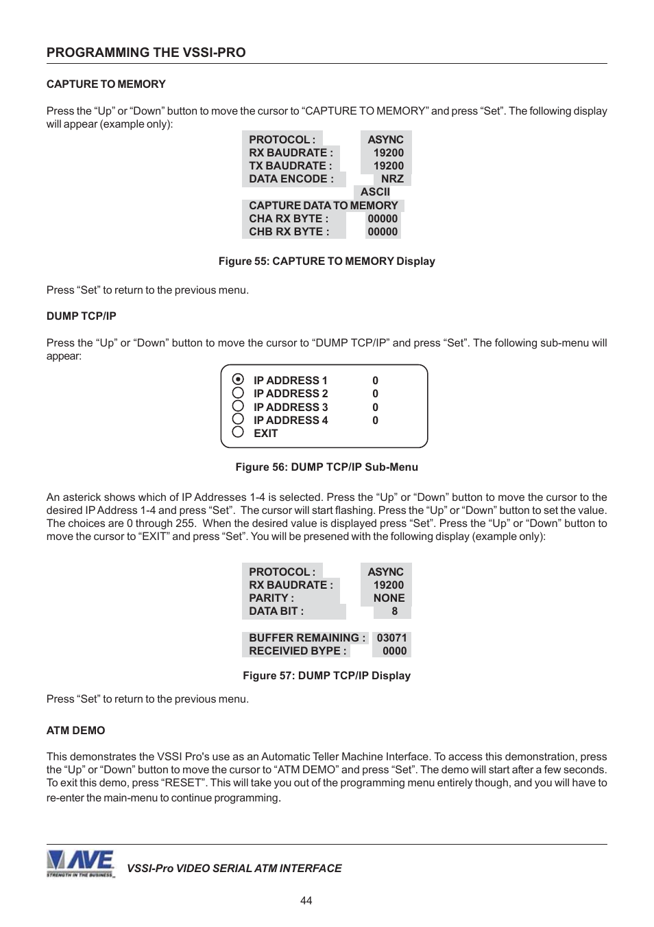 AVE Video Serial Synchronous ATM Interface VSSI-PRO User Manual | Page 44 / 64