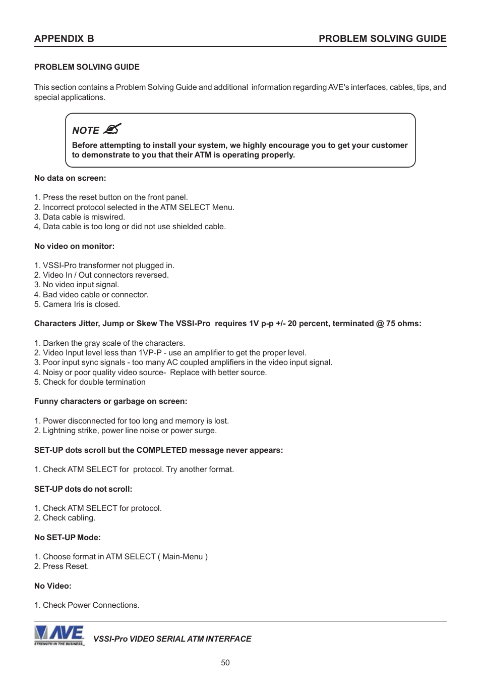 AVE Video Serial Synchronous ATM Interface VSSI-PRO User Manual | Page 50 / 64