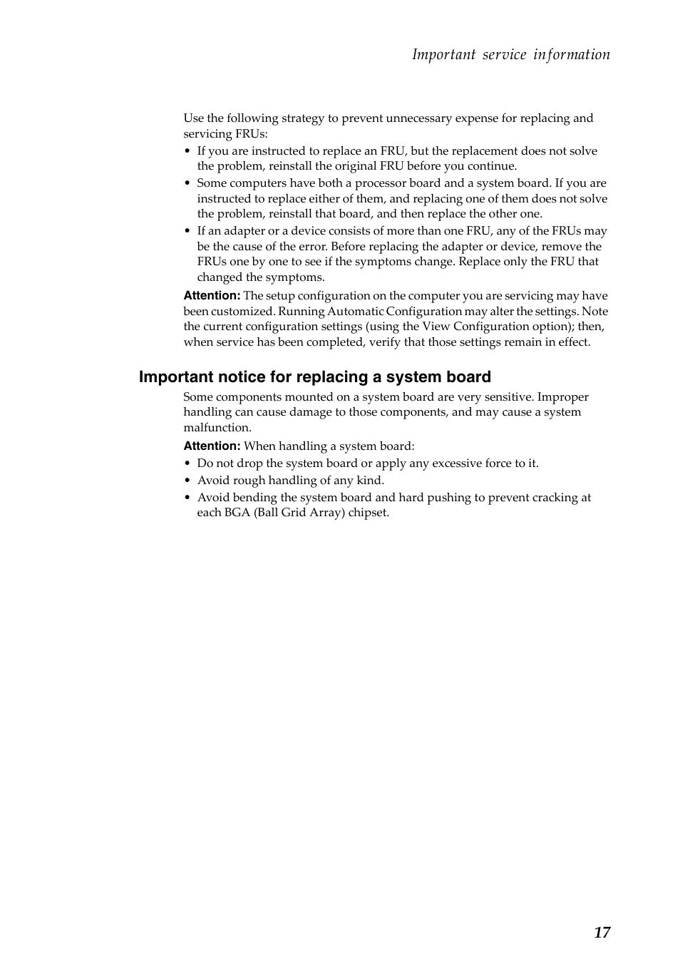 Important notice for replacing a system board, Important service information | Lenovo S5000 Tablet User Manual | Page 21 / 60